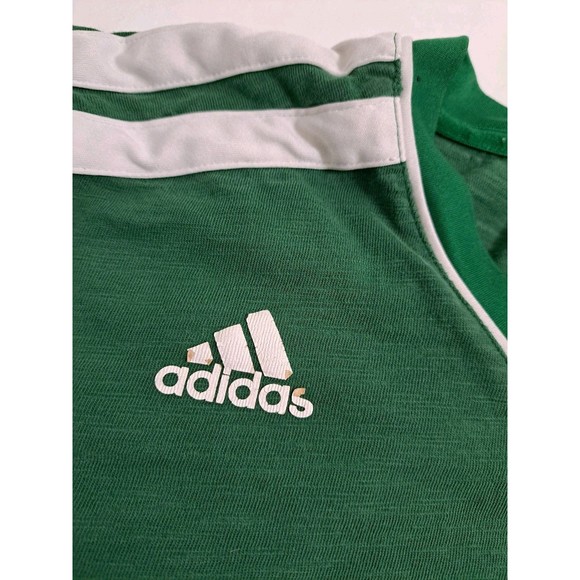 Boston Celtics Distressed Adidas NBA Basketball TShirt Men's Medium Logo Striped - Picture 2 of 11